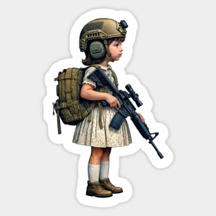 The Little Girl and a Toy Gun Sticker